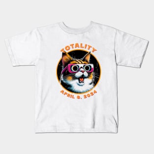 2024 Solar Eclipse Cat-astrophe: Humorous 'Totality' Eclipse Tee Kids T-Shirt